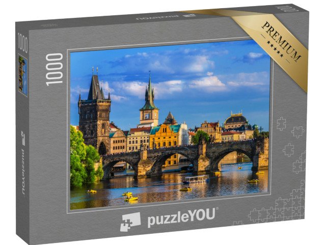puzzle „Centrum Prahy s Karlovým mostem přes Vltavu, Česká republika“