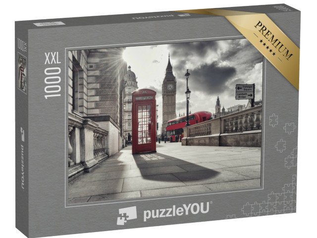 puzzle 1000 dílků XXL „Červená telefonní budka a Big Ben, Londýn, Anglie“