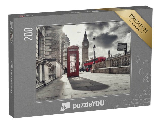 puzzle 200 dílků „Červená telefonní budka a Big Ben, Londýn, Anglie“