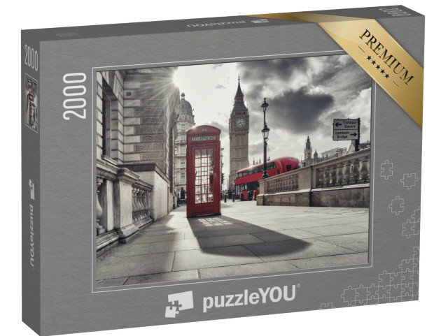 puzzle 2000 dílků „Červená telefonní budka a Big Ben, Londýn, Anglie“