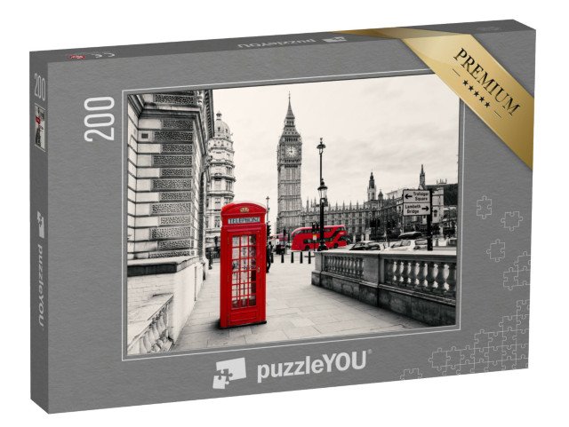 puzzle 200 dílků „Červená telefonní budka, Londýn, Anglie“