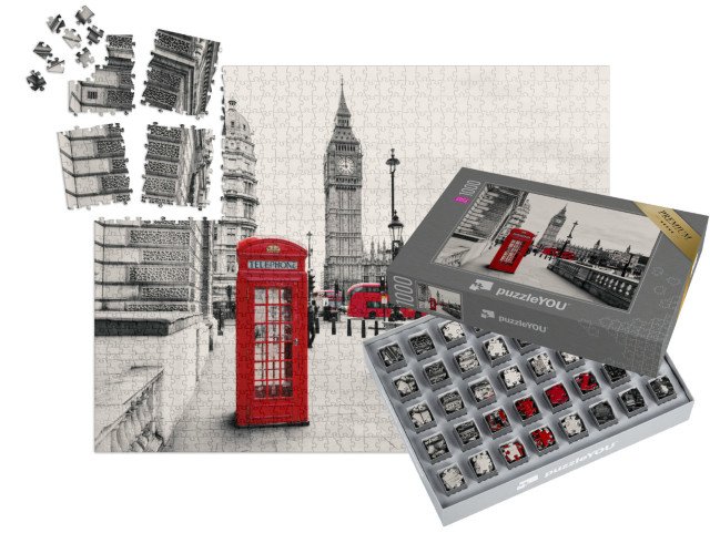 SMART SORTED® | Puzzle 1000 dílků „Červená telefonní budka, Londýn, Anglie“