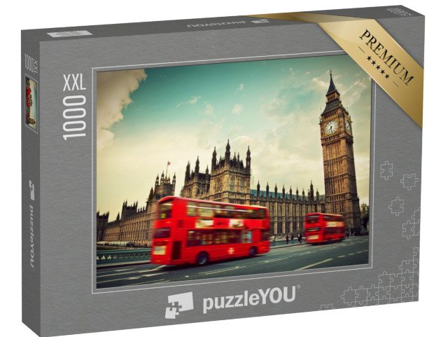puzzle 1000 dílků XXL „Červené autobusy, Londýn, Anglie“