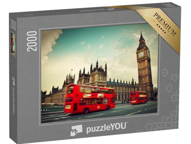 puzzle 2000 dílků „Červené autobusy, Londýn, Anglie“