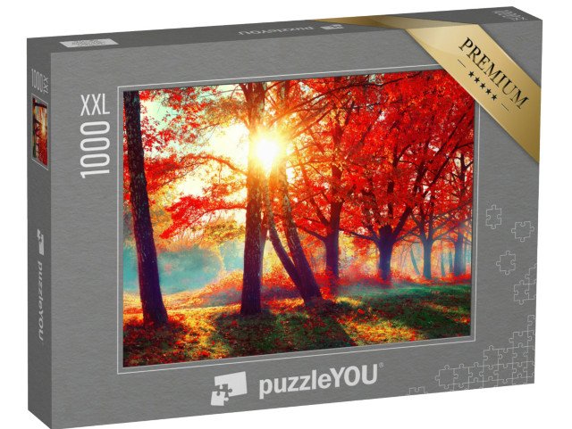 puzzle 1000 dílků XXL „Červené listí ve zlatém světle podzimního slunce“