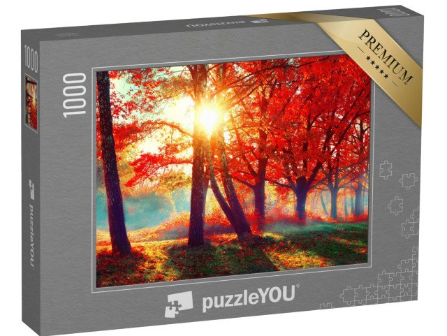 puzzle „Červené listí ve zlatém světle podzimního slunce“