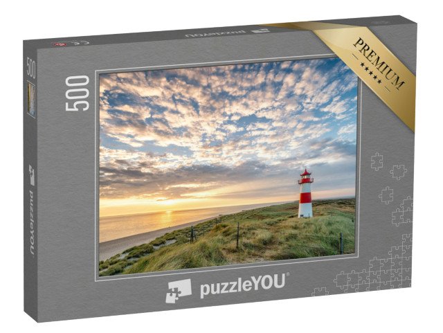 puzzle 500 dílků „Červený maják na ostrově Sylt, Severní Frísko, Šlesvicko-Holštýnsko, Německo“