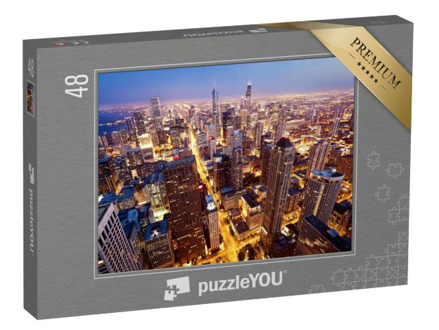 puzzle 48 dílků „Chicago z ptačí perspektivy, USA“