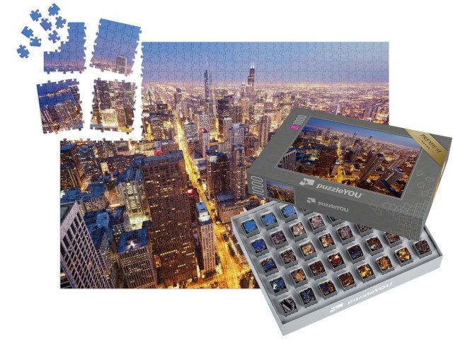 SMART SORTED® | Puzzle 1000 dílků „Chicago z ptačí perspektivy, USA“