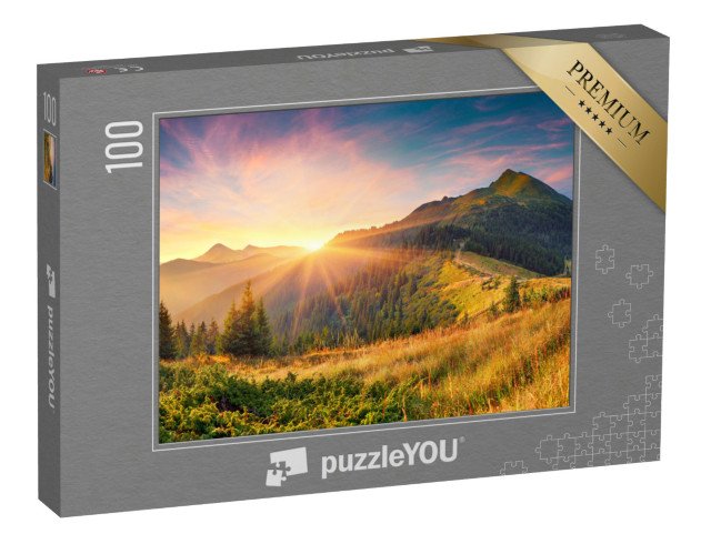 puzzle 100 dílků „Dechberoucí východ slunce v Karpatech“