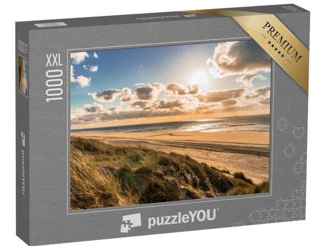 puzzle 1000 dílků XXL „Divoké pobřeží Severního moře s dramatickou oblohou, Holandsko“