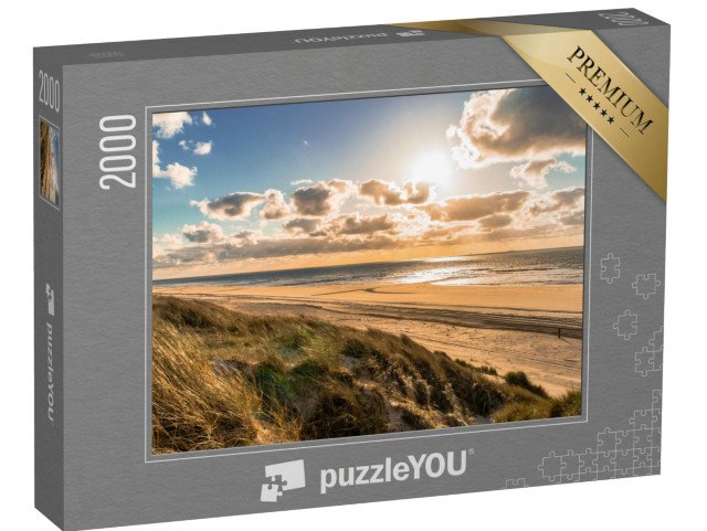 puzzle 2000 dílků „Divoké pobřeží Severního moře s dramatickou oblohou, Holandsko“