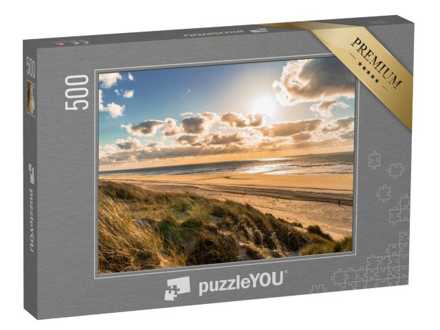 puzzle 500 dílků „Divoké pobřeží Severního moře s dramatickou oblohou, Holandsko“