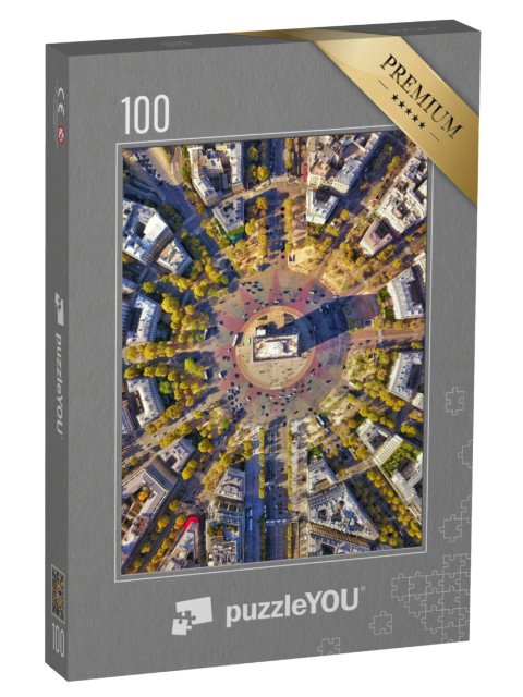 puzzle 100 dílků „Dokonalý letecký pohled na Vítězný oblouk, Paříž, Francie“