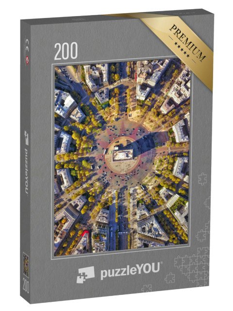 puzzle 200 dílků „Dokonalý letecký pohled na Vítězný oblouk, Paříž, Francie“