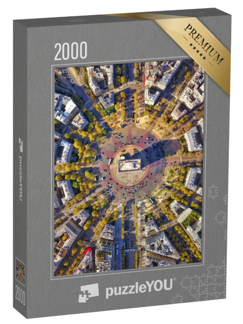puzzle 2000 dílků „Dokonalý letecký pohled na Vítězný oblouk, Paříž, Francie“