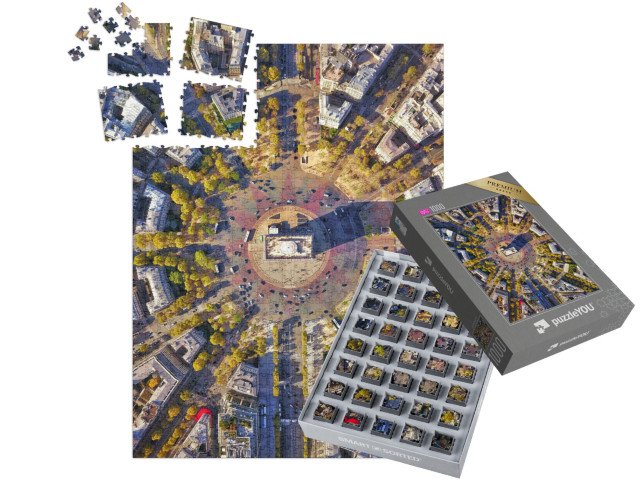 SMART SORTED® | Puzzle 1000 dílků „Dokonalý letecký pohled na Vítězný oblouk, Paříž, Francie“