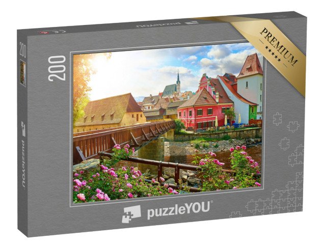 puzzle 200 dílků „Dřevěný most přes Vltavu, Česká republika“