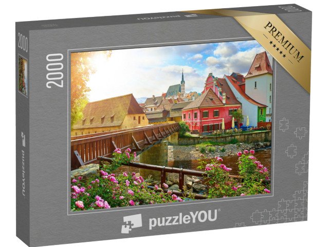 puzzle 2000 dílků „Dřevěný most přes Vltavu, Česká republika“