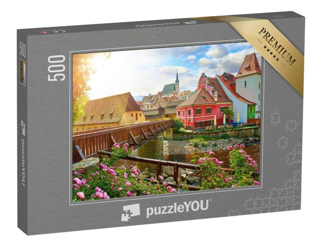 puzzle 500 dílků „Dřevěný most přes Vltavu, Česká republika“