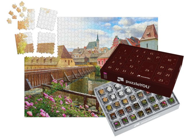 Adventní kalendář „Dřevěný most přes Vltavu, Česká republika“