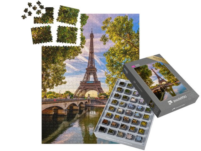 SMART SORTED® | Puzzle 1000 dílků „Eiffelova věž a řeka Seina, Paříž, Francie“