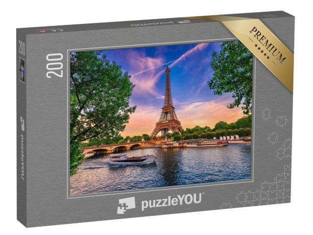 puzzle 200 dílků „Eiffelova věž a řeka Seina při západu slunce, Paříž, Francie“