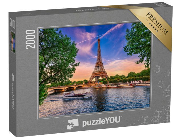 puzzle 2000 dílků „Eiffelova věž a řeka Seina při západu slunce, Paříž, Francie“