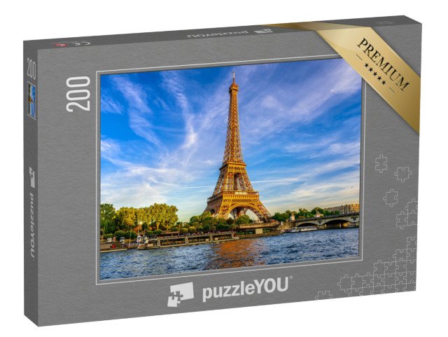 puzzle 200 dílků „Eiffelova věž a řeka Seina při západu slunce v Paříži, Francie“