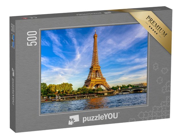 puzzle 500 dílků „Eiffelova věž a řeka Seina při západu slunce v Paříži, Francie“