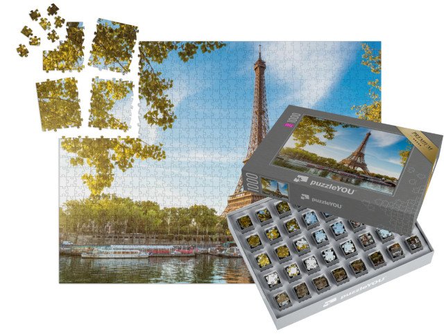SMART SORTED® | Puzzle 1000 dílků „Eiffelova věž a Saine, Paříž, Francie“