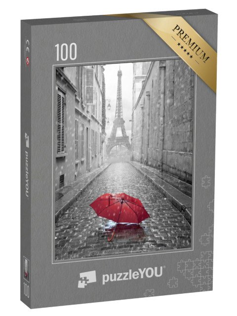 puzzle 100 dílků „Eiffelova věž, pohled z pařížské ulice, Paříž, Francie“
