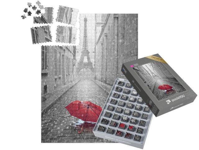 SMART SORTED® | Puzzle 1000 dílků „Eiffelova věž, pohled z pařížské ulice, Paříž, Francie“
