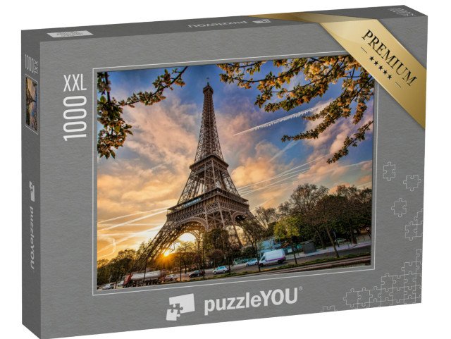 puzzle 1000 dílků XXL „Eiffelova věž s jarním stromem, Paříž, Francie“