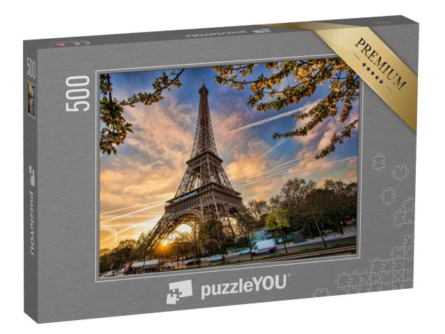 puzzle 500 dílků „Eiffelova věž s jarním stromem, Paříž, Francie“