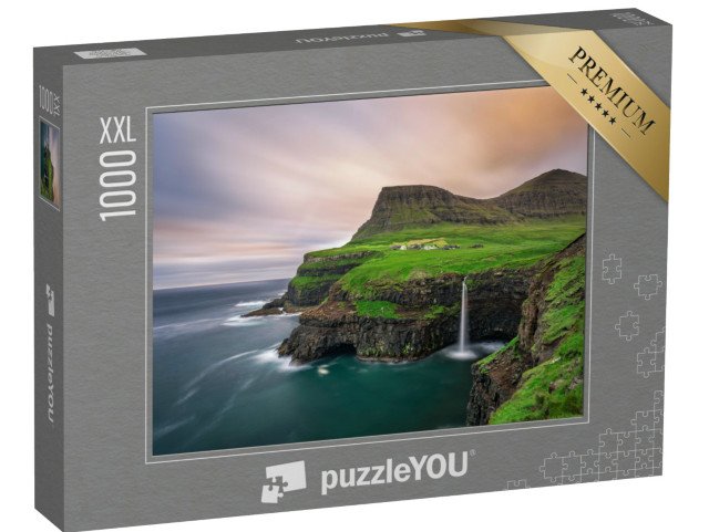 puzzle 1000 dílků XXL „Fantastický vodopád Gasadalur, Dánsko“