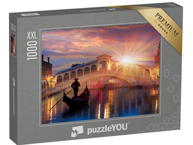 puzzle 1000 dílků XXL „Gondola u mostu Rialto, Benátky, Itálie“