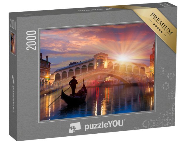 puzzle 2000 dílků „Gondola u mostu Rialto, Benátky, Itálie“