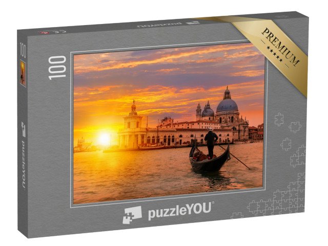 puzzle 100 dílků „Gondoliér s gondolou na kanále, Benátky, Itálie“