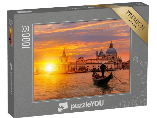 puzzle 1000 dílků XXL „Gondoliér s gondolou na kanále, Benátky, Itálie“