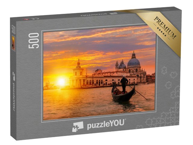 puzzle 500 dílků „Gondoliér s gondolou na kanále, Benátky, Itálie“