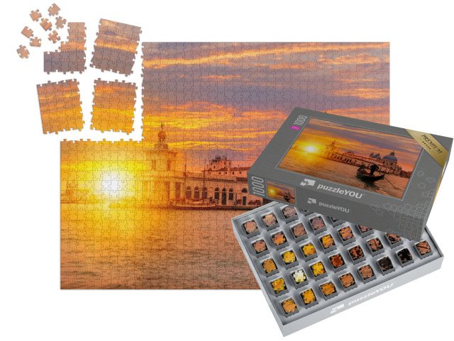SMART SORTED® | Puzzle 1000 dílků „Gondoliér s gondolou na kanále, Benátky, Itálie“