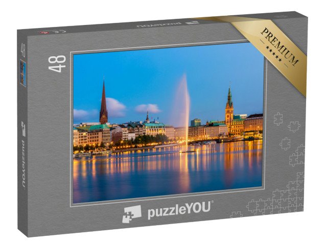 puzzle 48 dílků „Hamburk za soumraku, Německo“