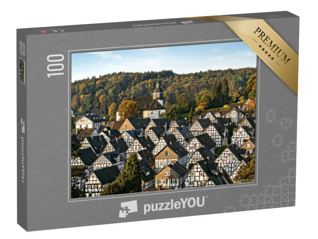 puzzle 100 dílků „Historické hrázděné domy ve Freudenbergu, Německo“