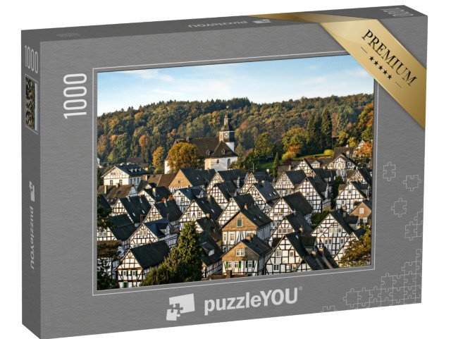 puzzle „Historické hrázděné domy ve Freudenbergu, Německo“