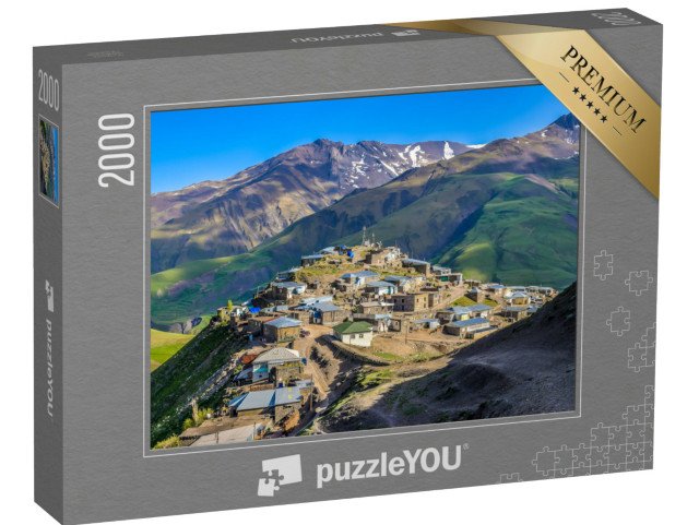 puzzle 2000 dílků „Horská vesnice Xinaliq na Vysokém Kavkaze, Ázerbájdžán“