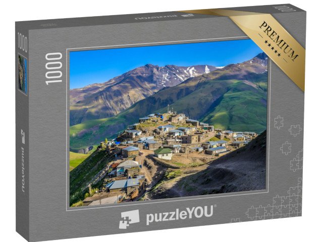 puzzle 1000 dílků „Horská vesnice Xinaliq na Vysokém Kavkaze, Ázerbájdžán“