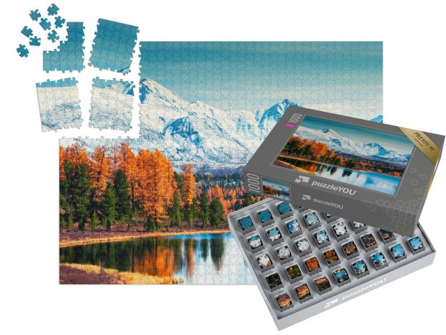 SMART SORTED® | Puzzle 1000 dílků „Hory a podzimní les u jezera Kidelu v pohoří Alta, Sibiř“