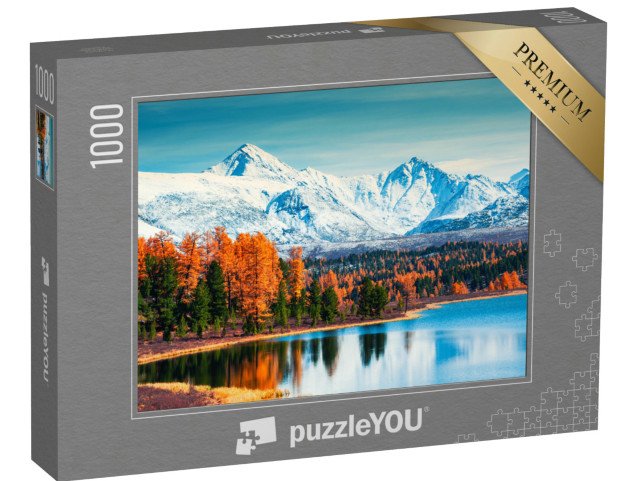 puzzle „Hory a podzimní les u jezera Kidelu v pohoří Alta, Sibiř“
