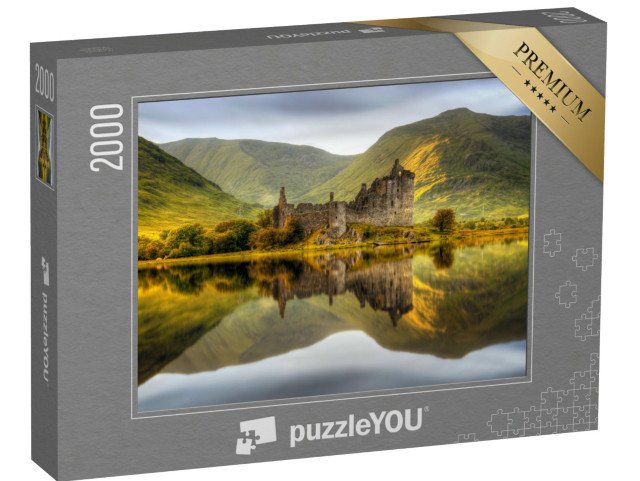 puzzle 2000 dílků „Hrad Kilchurn Castle při západu slunce v jezeře Loch Awe, Skotsko“
